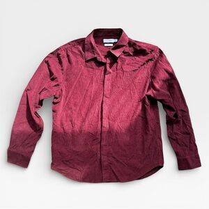 Calvin Klein Men's Dark Red Corduroy Button Down Shirt